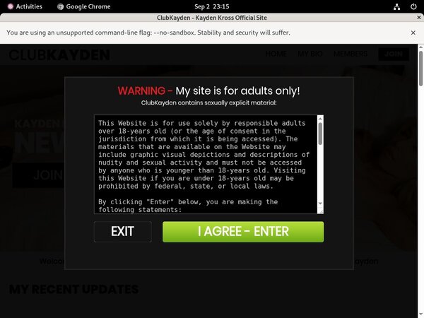 Club Kayden Password Info