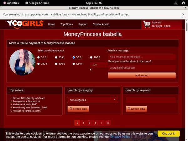Moneyprincess Isabell Discount Checkout